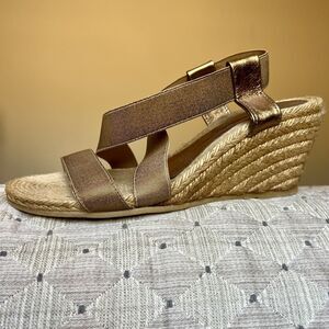 Eric Michael Metallic Bronze Espadrille Wedge Sandal Shoes Women EU 40 US 9.5 10